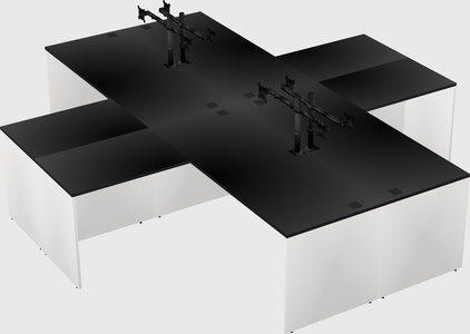 Quad l-shaped office desks