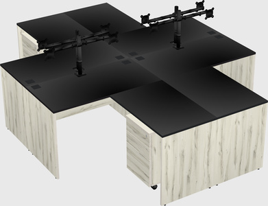 Quad l-shaped office desks