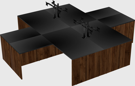 Quad l-shaped office desks