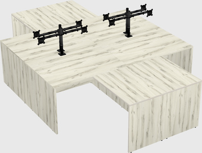 Quad l-shaped office desks