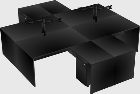 Quad l-shaped office desks