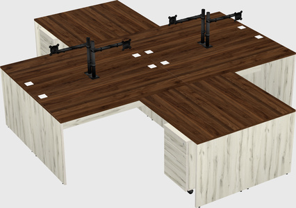 Quad l-shaped office desks