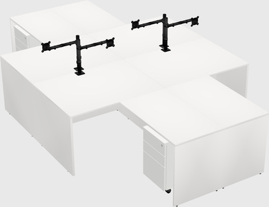 Quad l-shaped office desks