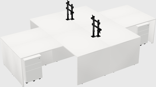 Quad l-shaped office desks