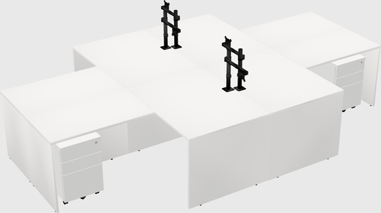Quad l-shaped office desks