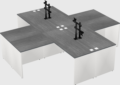 Quad l-shaped office desks