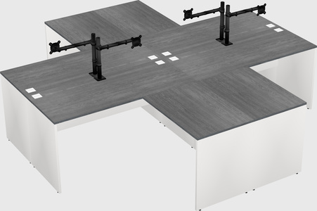 Quad l-shaped office desks