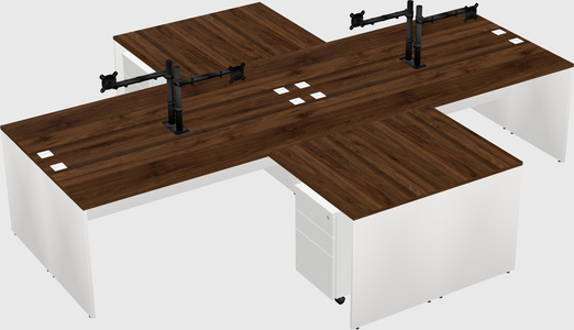 Quad l-shaped office desks