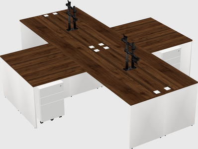 Bureaux de bureau quadruples en forme de l