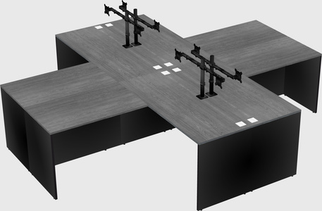 Quad l-shaped office desks