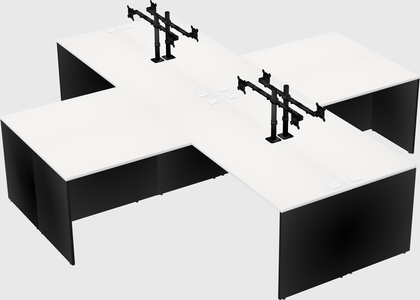 Bureaux de bureau quadruples en forme de l