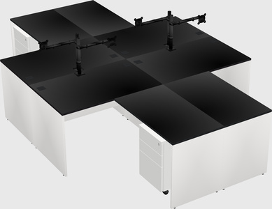 Quad l-shaped office desks