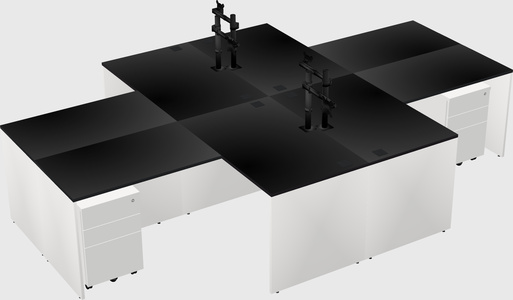 Quad l-shaped office desks