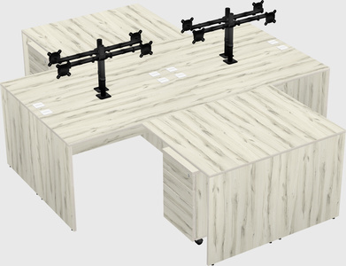 Quad l-shaped office desks