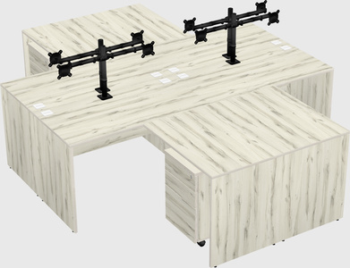 Quad l-shaped office desks