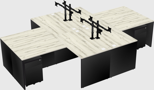 Quad l-shaped office desks