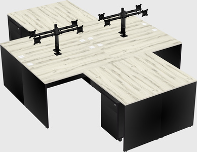 Quad l-shaped office desks