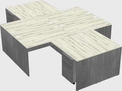 Quad l-shaped office desks