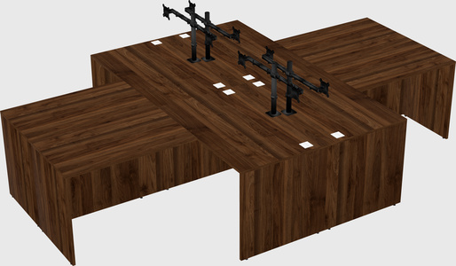 Quad l-shaped office desks