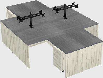 Quad l-shaped office desks