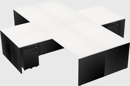 Bureaux de bureau quadruples en forme de l
