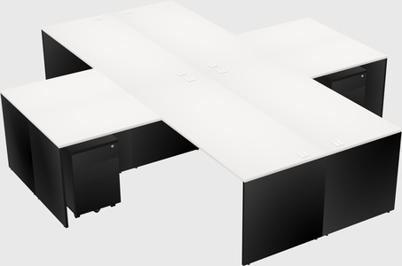 Bureaux de bureau quadruples en forme de l