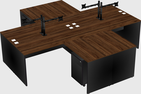 Quad l-shaped office desks