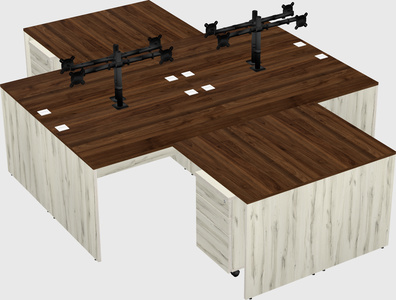 Quad l-shaped office desks