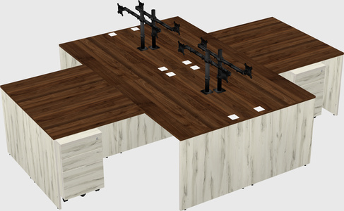 Quad l-shaped office desks