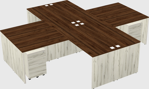 Quad l-shaped office desks