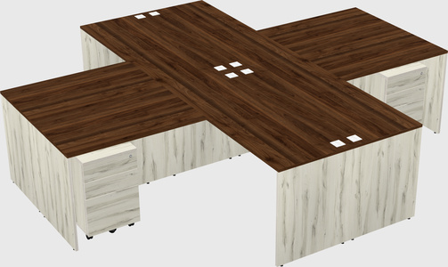 Quad l-shaped office desks