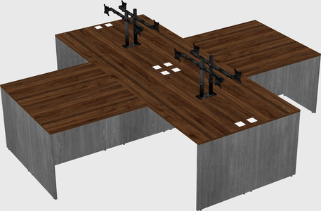 Quad l-shaped office desks