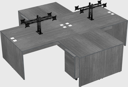 Quad l-shaped office desks