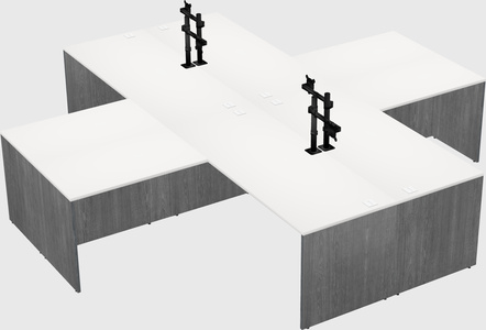 Bureaux de bureau quadruples en forme de l