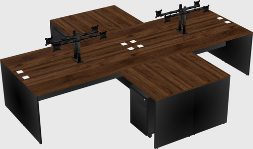 Quad l-shaped office desks