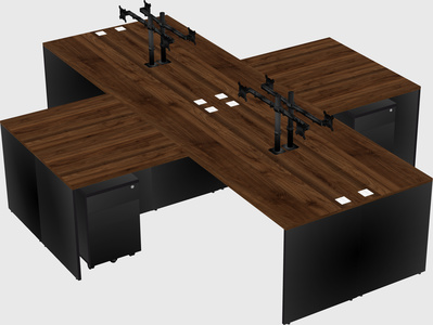 Quad l-shaped office desks