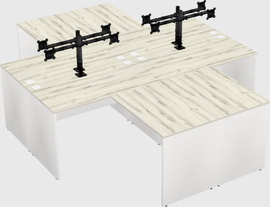 Quad l-shaped office desks