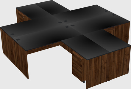 Quad l-shaped office desks