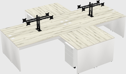 Quad l-shaped office desks