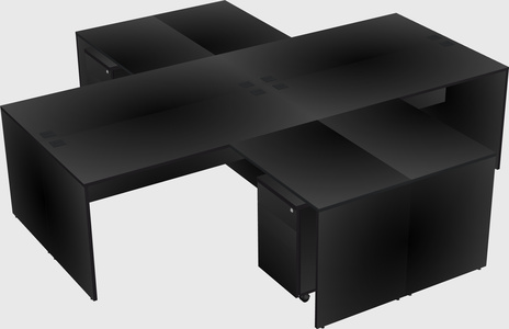 Quad l-shaped office desks