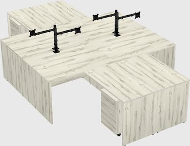 Quad l-shaped office desks