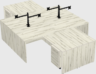 Quad l-shaped office desks