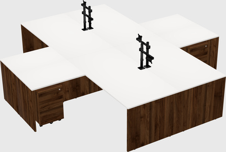 Quad l-shaped office desks