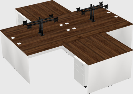Quad l-shaped office desks