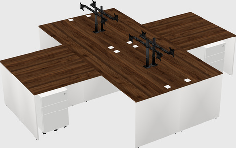 Quad l-shaped office desks