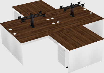 Quad l-shaped office desks