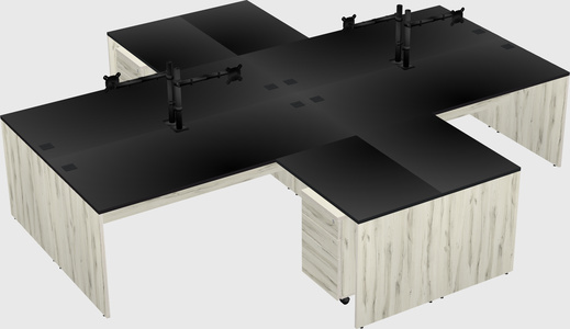Quad l-shaped office desks