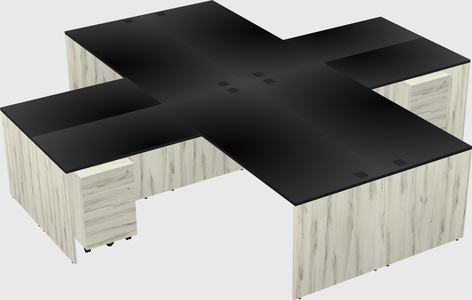 Quad l-shaped office desks