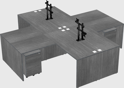 Quad l-shaped office desks
