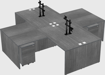 Quad l-shaped office desks